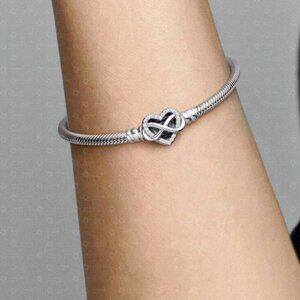 Pandora Moments Sparkling Infinity Heart Clasp Snake Chain Bracelet
